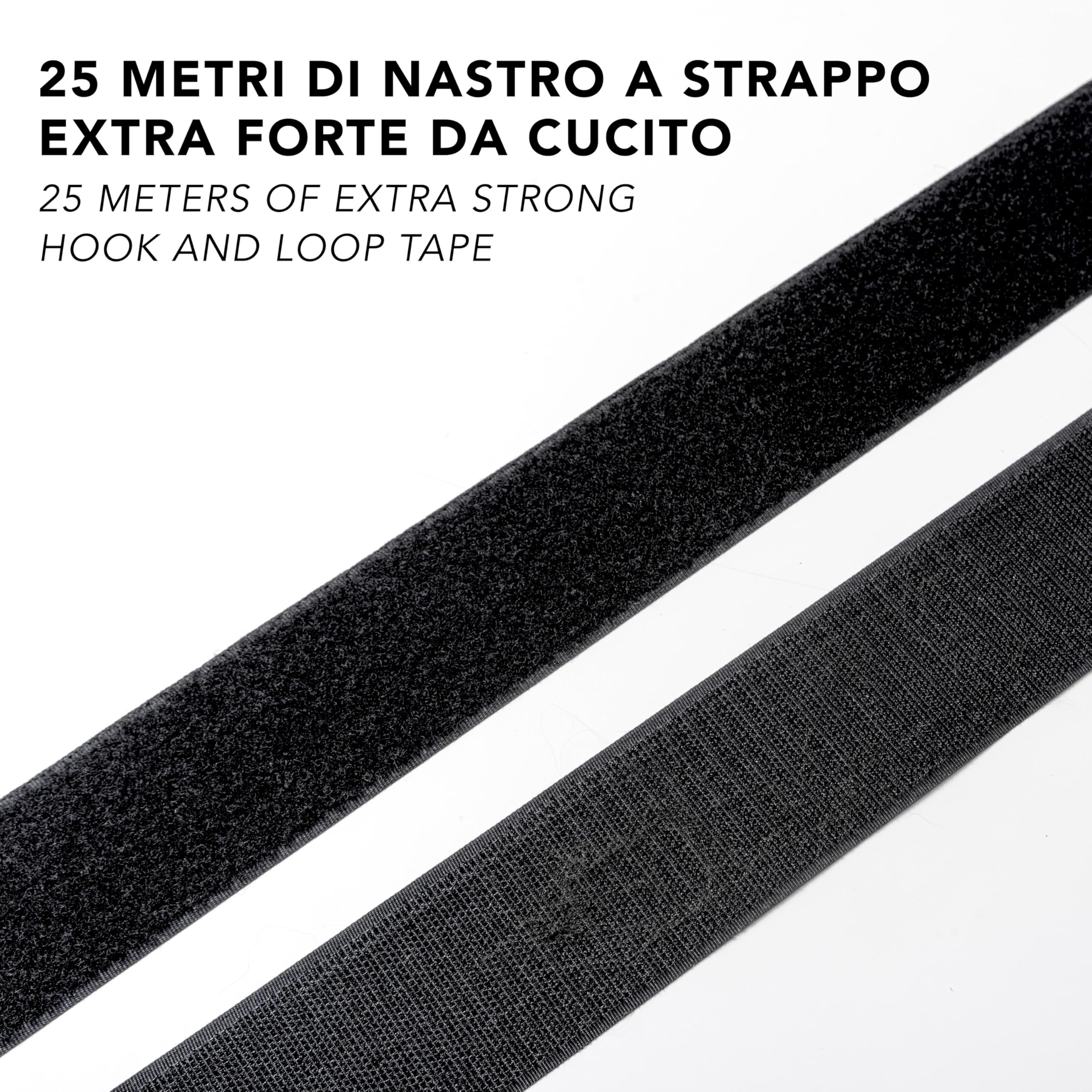 Nastro A Strappo Da Cucire 20mm X 25m - Non Adesivo, Bianco, Per Abbigliamento E Arredamento, Polyestere E Nylon - Foto 3