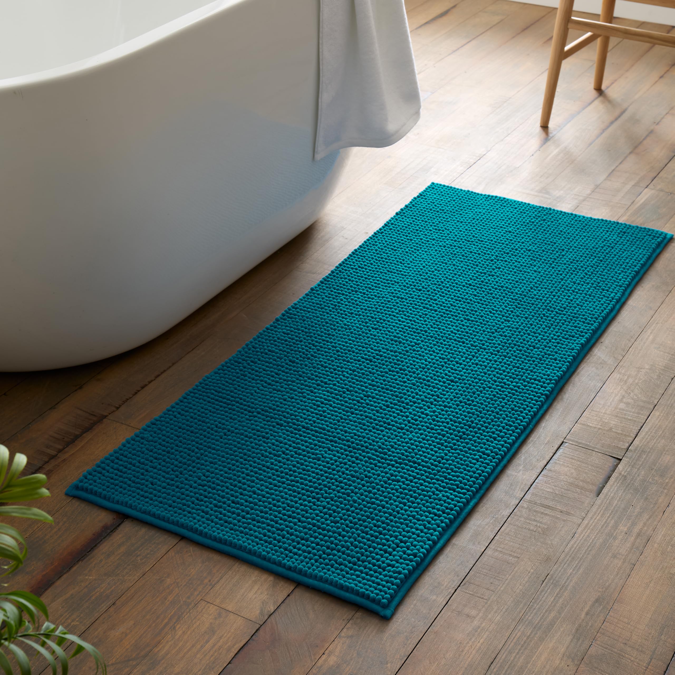 Catherine Lansfield Teal Green Bobble 50X120cm Bath Runner
