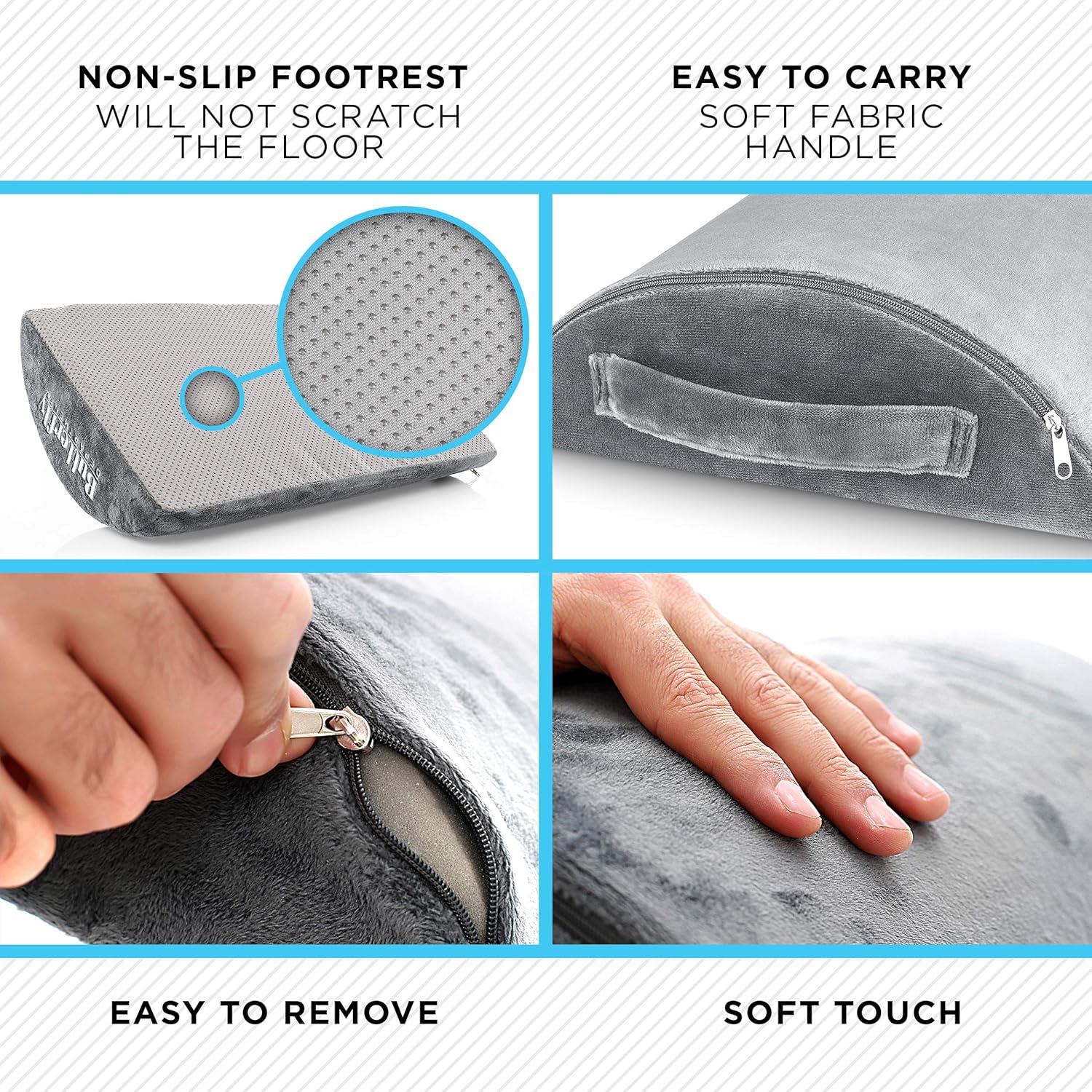 Foot Rest - High Resilient Comfort Foam - Ergonomic Foot Stool - Non-Slip Bottom - Soft Removable Cover - Optimum Leg Clearance - Footrest Cushion for Desk - Foot Rest Under Desk - For Office and Home : Office Products