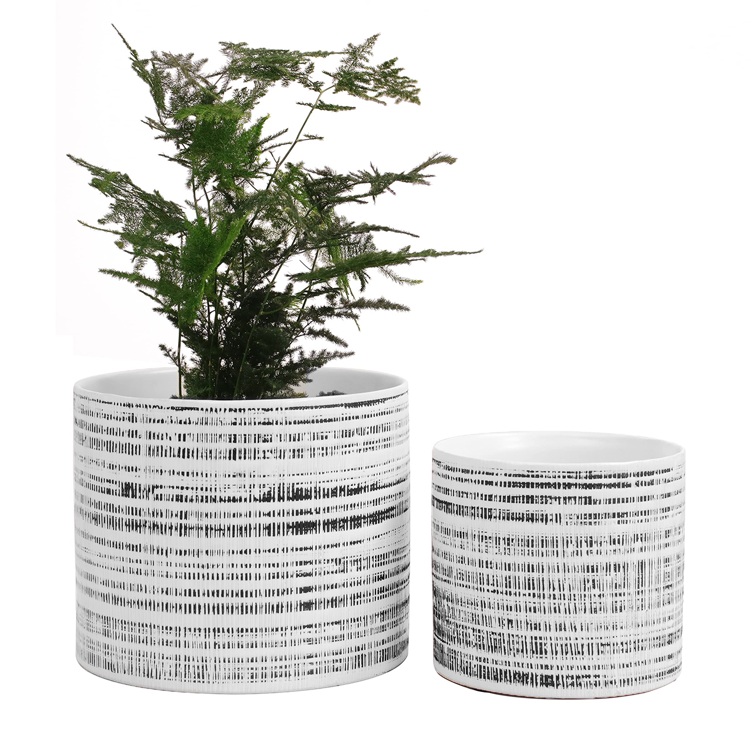 Padolitlay Plant Pots Indoor 2 Pack, 5 & 7 Inch Ceramic Planter Pots with Drainage Hole, Set of 2 Flower Pots - Herbs/Snake/Succulent/Orchid Cylinder