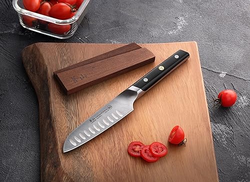 Miniatura 5 de Cangshan TC Series 1021165 Swedish 14C28N - Juego de cuchillos Santoku de 5 pulgadas y fundas de madera