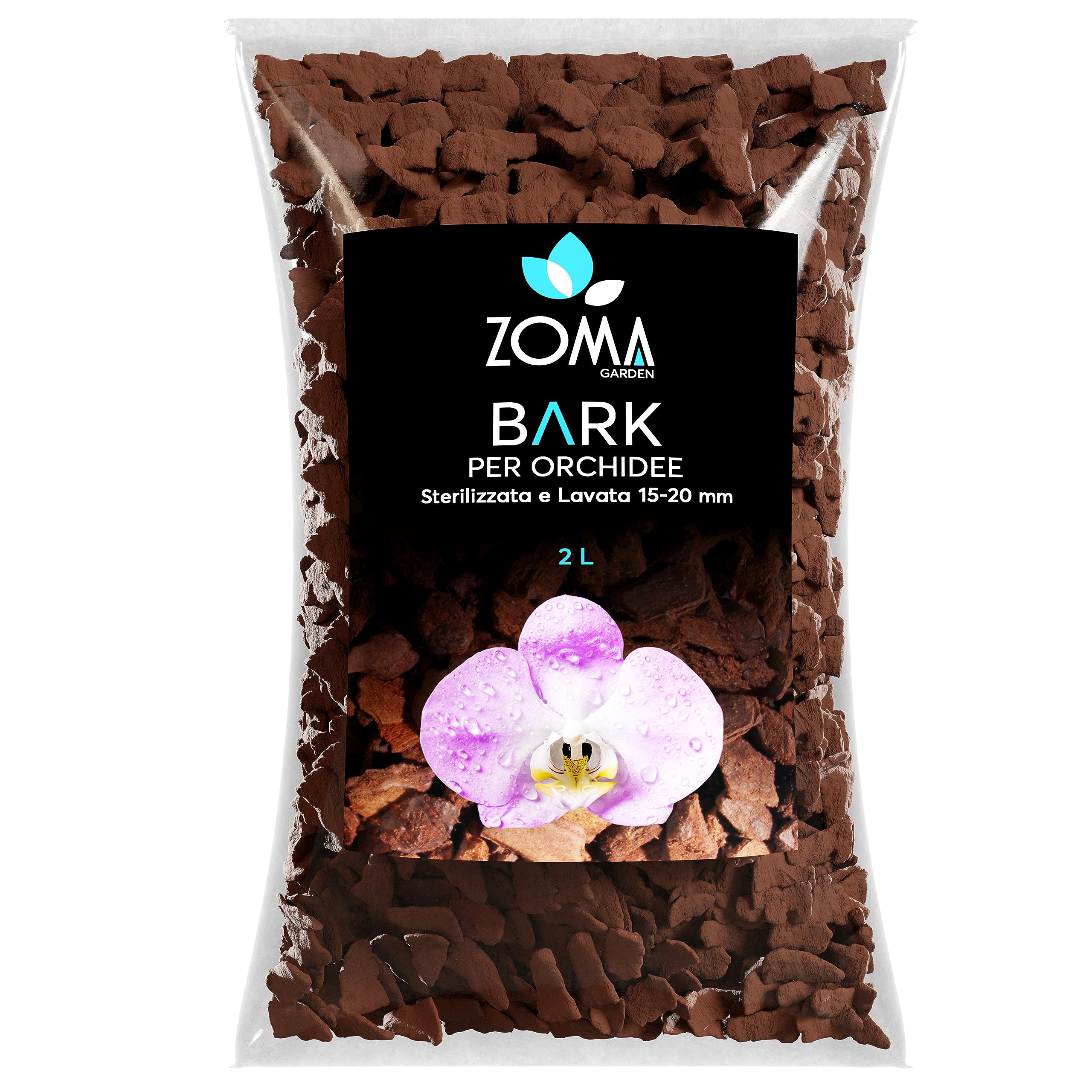  ZOMA Garden Premium Orchid Bark Naturale per Orchide - Pulito e Sterilizzato - Adatto per Uccelli in Vivai - 2L (15/20 