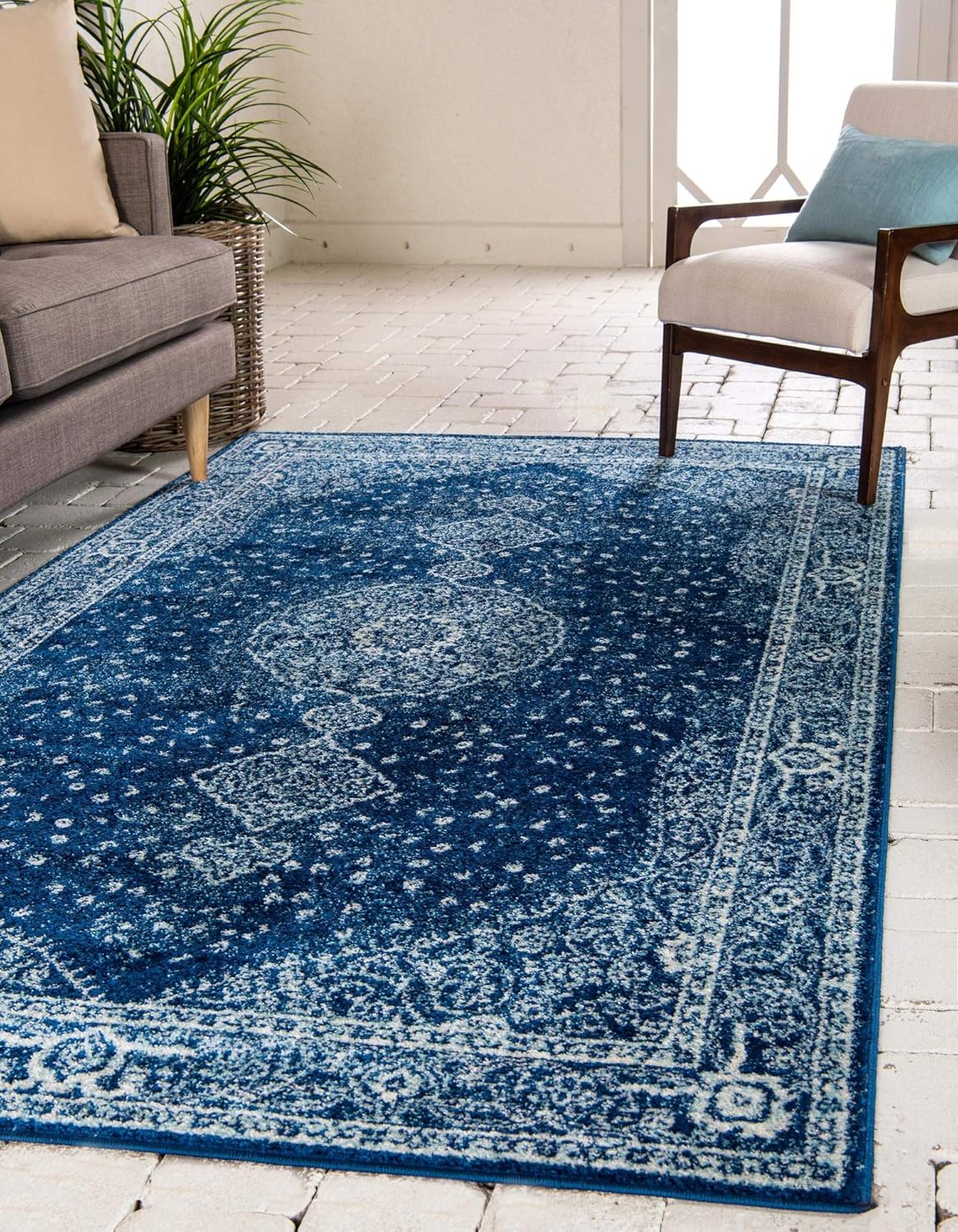 Dover Collection Rug 5' x 8' Navy Blue LowPile