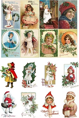 Miniatura 5 de Decoupage - Paquete de papel (35 hojas de 6 x 8 pulgadas), lindos gatos de Navidad en pueblos forestales invernales, FLONZ, tarjetas de ilustración