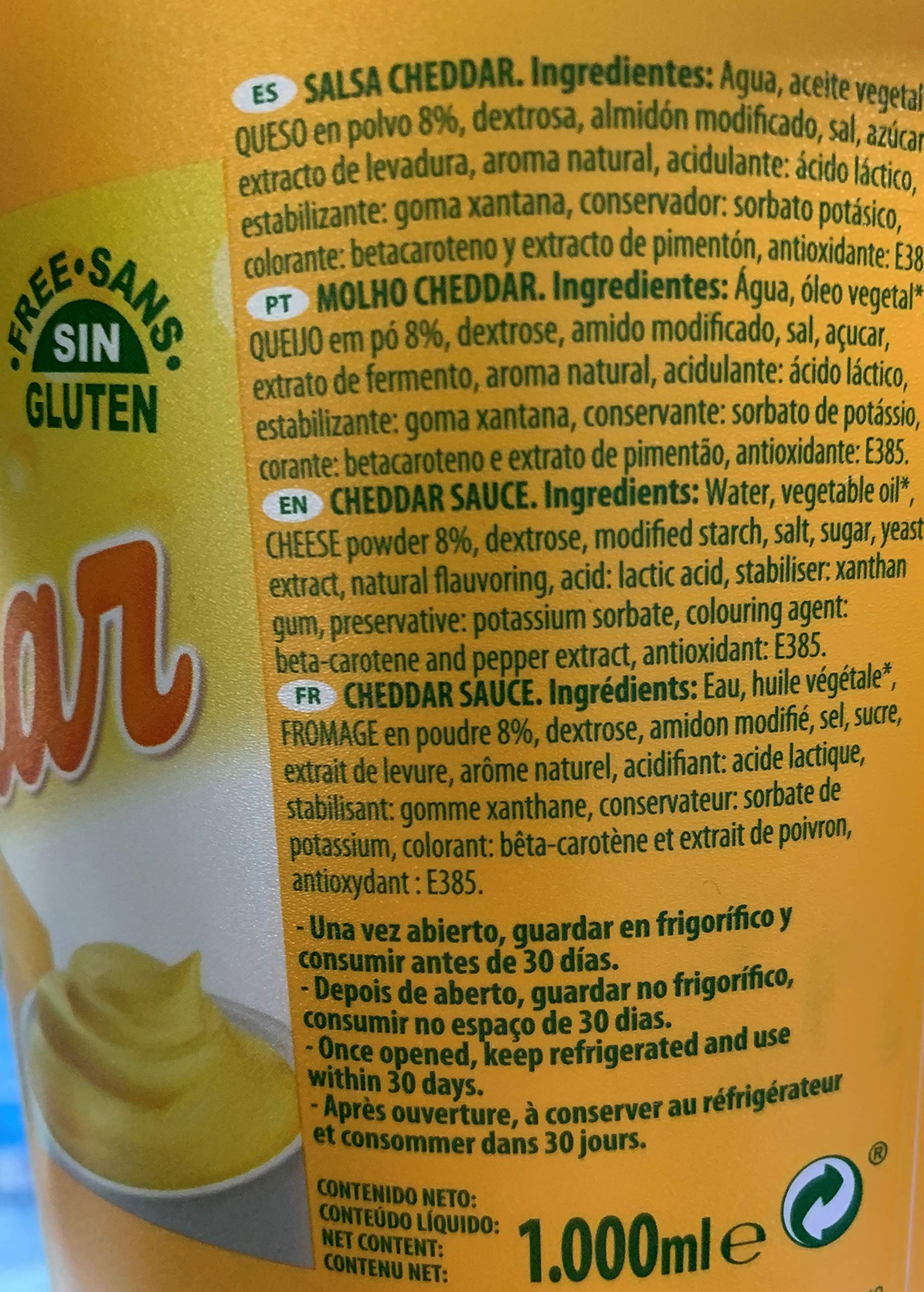 SALSA CHEDDAR CUBO 1000ML CHOVI