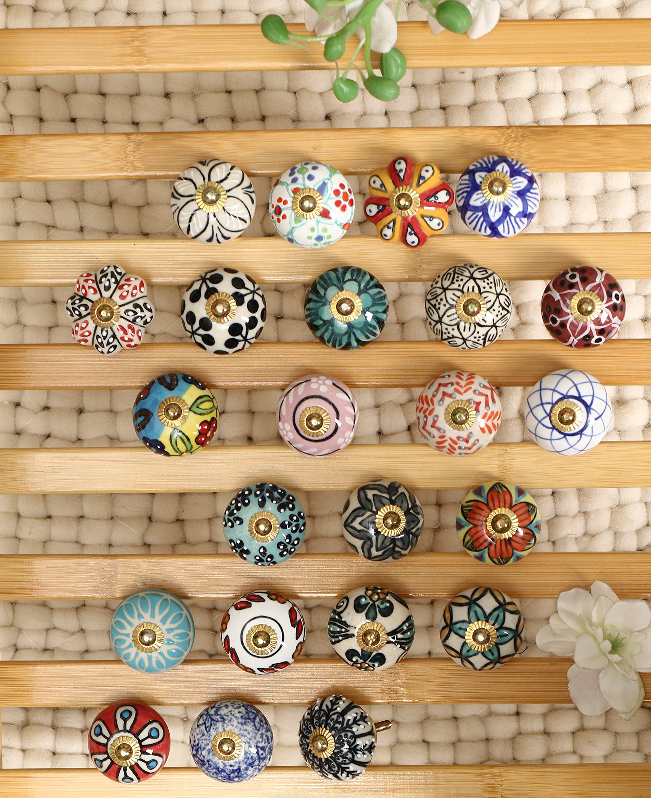 MAHASETH FASHION Ceramic Vintage Assorted Blue Pottery Drawer, Door Knobs and Pulls Handle for Kitchen Cabinets Home Interior Decor (Multicolour, D-1.6 x H-2.5 Inches) - Pack of 25 (B099KM5Z4Y) Amazon Price History, Amazon Price Tracker