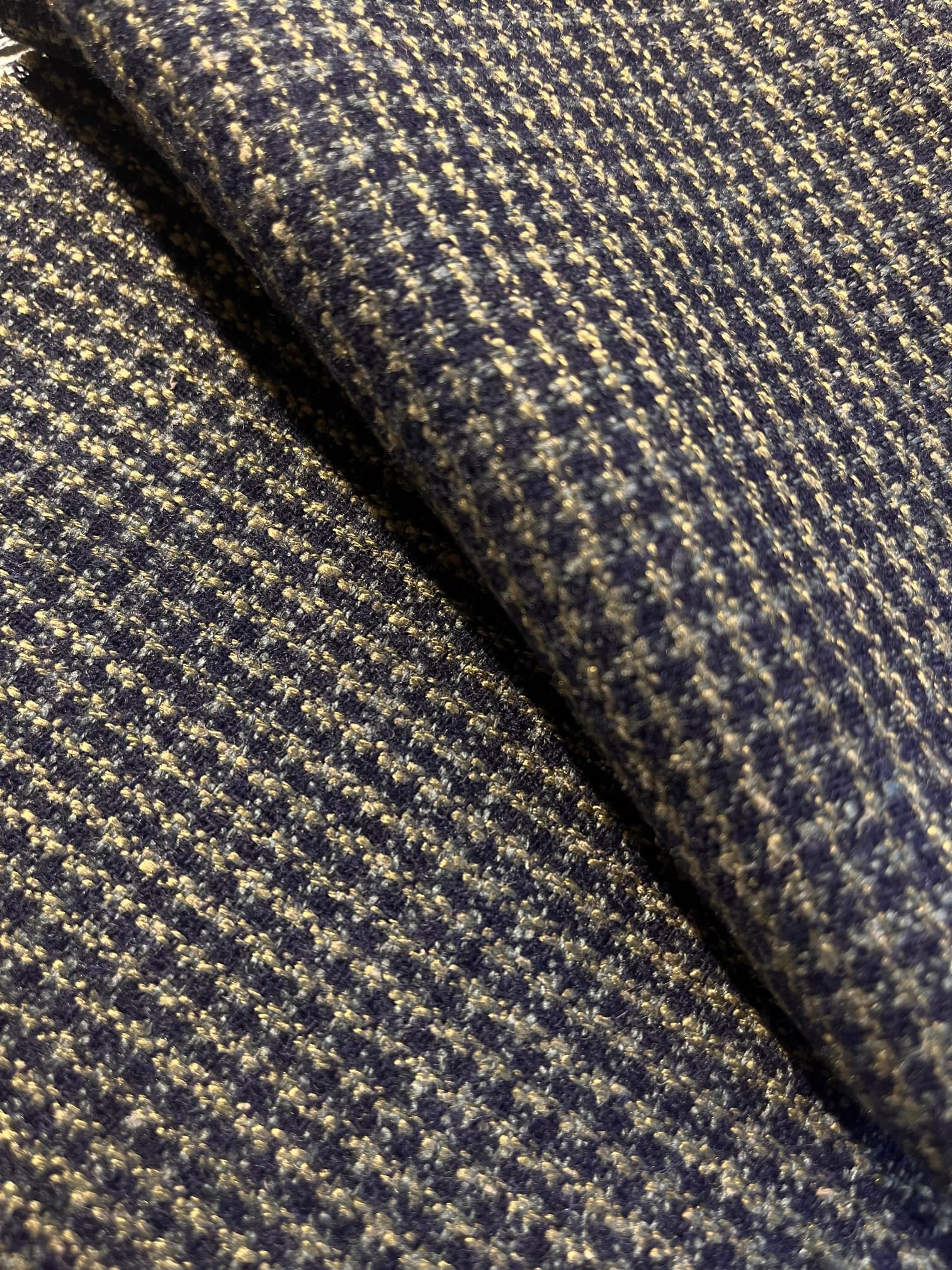 Tuva TextileTuva Textile Real 50% Wool Flannel-Hounds Tooth Style-3 YDS Combo Color, Two Tone Navy & Light Green, 3 Yard pre Cut