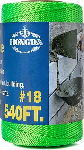HONGDA Cuerda de Nylon Trenzado, #18 x 540 pies Cuerda de Línea de Albañil, Cordel de Nylon para Trabajos de Mampostería, Línea de Trote, Línea de