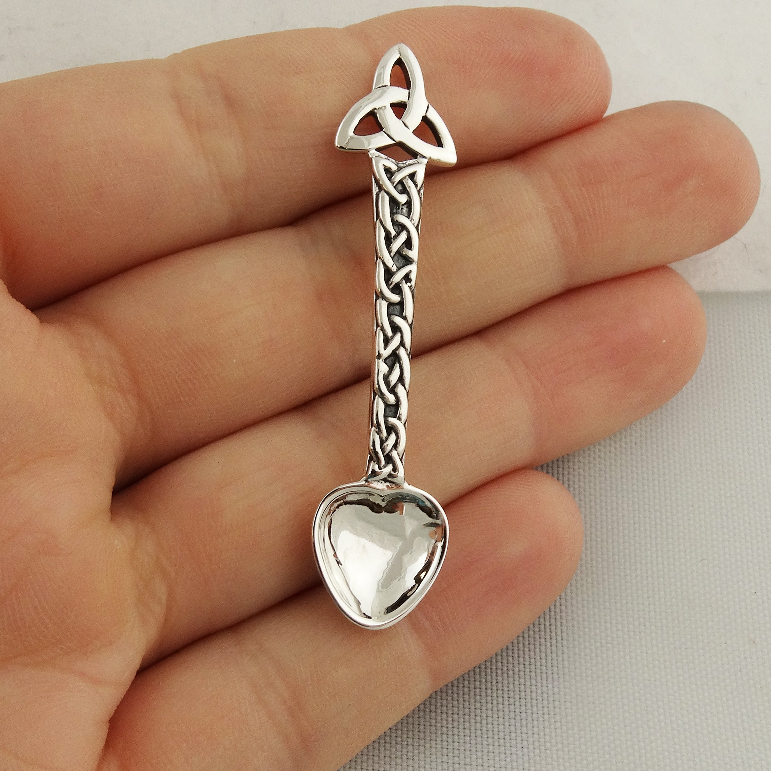 Sterling Silver 2" Celtic Trinity Knot Triquetra Salt Spoon, Specialty Collectible Flatware, Mustard Spoon