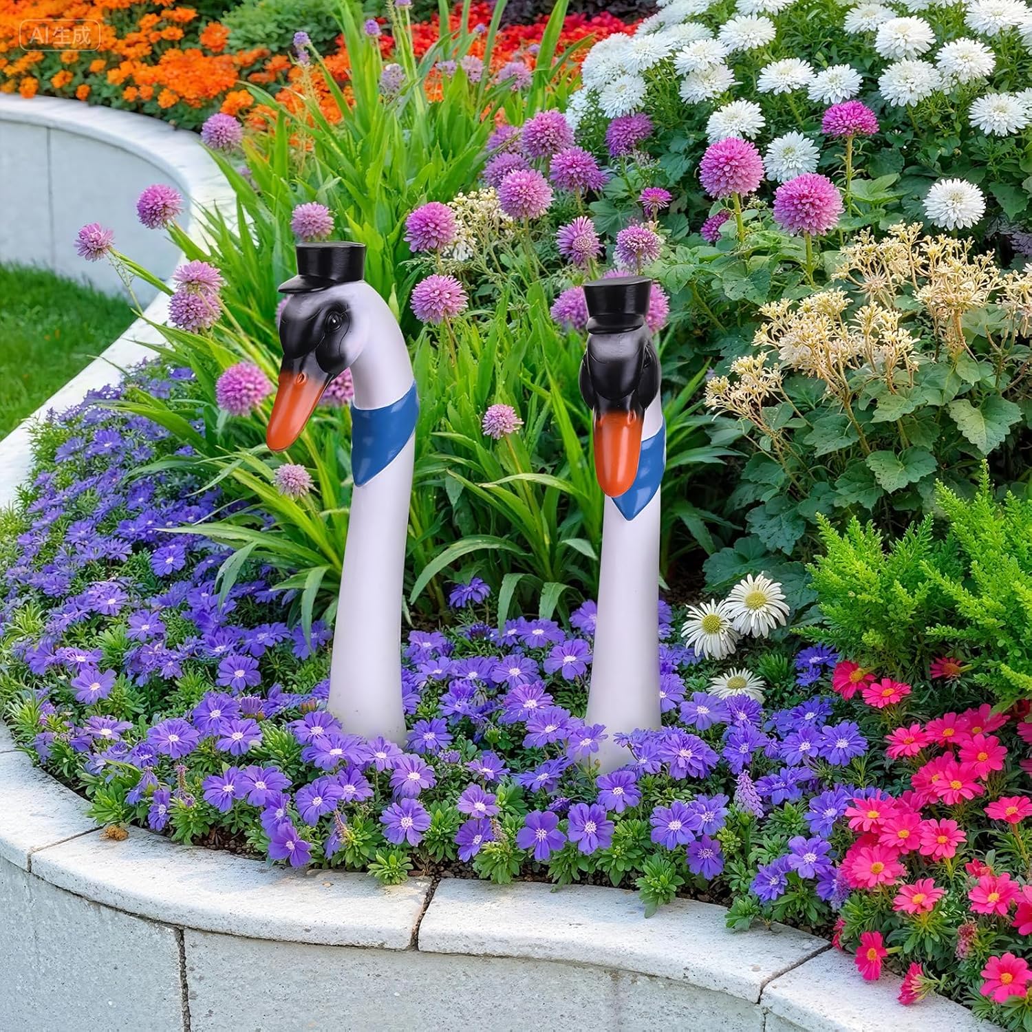 Garden Statues Goose Garden Decorative Stakes,16 inch Outdoor Stakes for Patio Law and Yard, Large Goose Head and Neck Stake Garden Decor