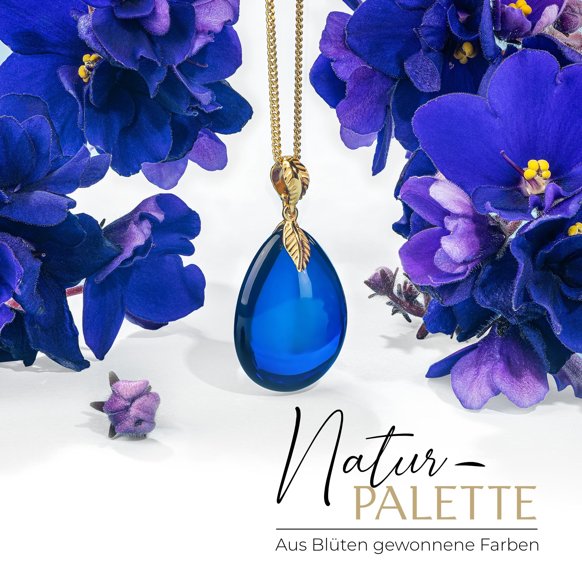 Natürlicher Baltischer Blauer Bernstein Anhänger für Damen | Tropfen Halskette mit vergoldeter Sterling Silber Kette, leichtes 18 Zoll Schmuckgeschenk für den Alltag