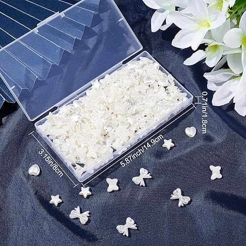 Miniatura 6 de SUNNYCLUE 1 caja, 236 cuentas de lazo de 4 estilos, cuentas de perlas de imitación, cuentas estéticas de mariposa, corazón, estrella, cuentas