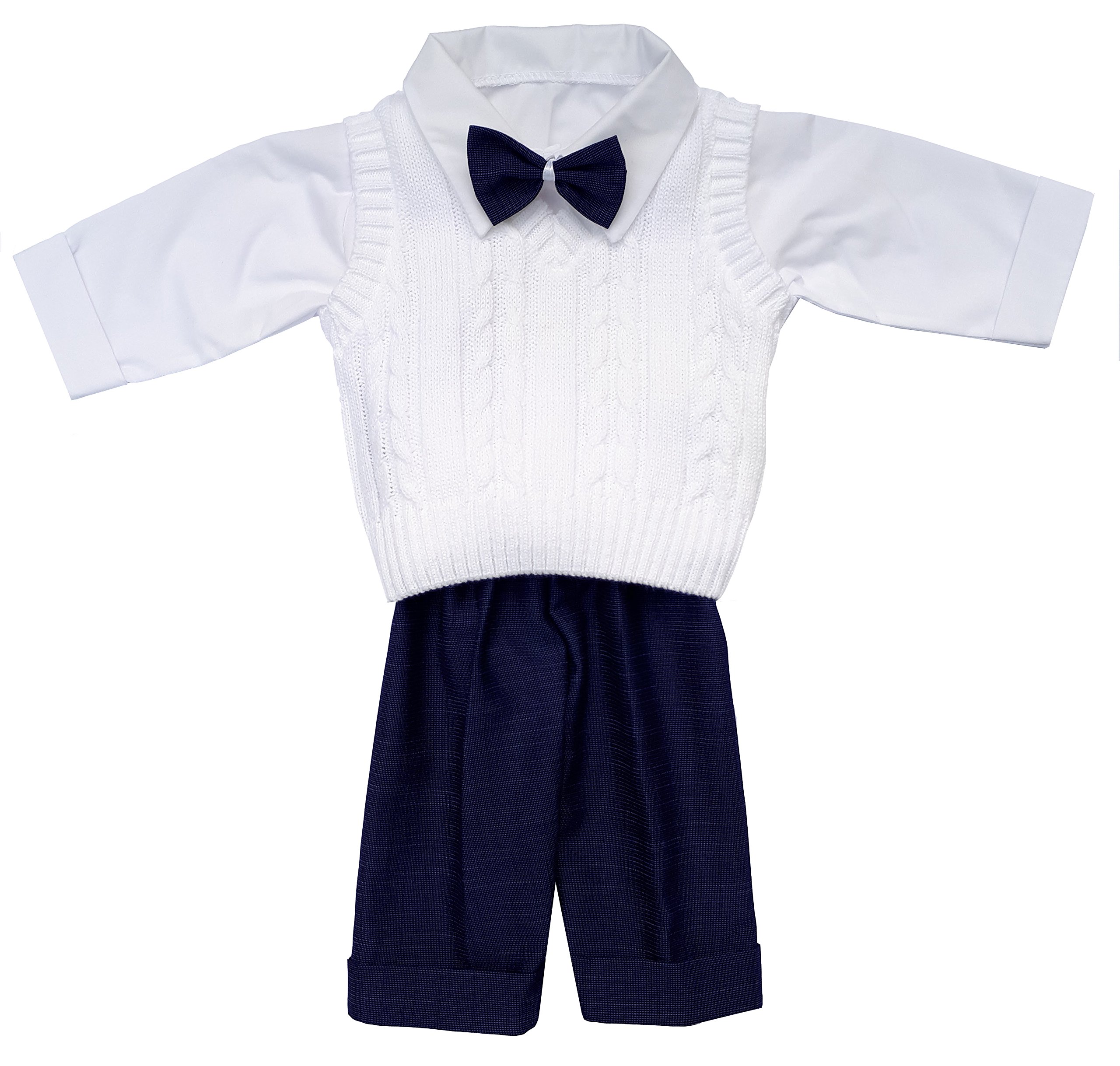 Taufanzug Festanzug Anzug Weste Hose Hemd Fliege Taufe Baby Set weiß Marineblau