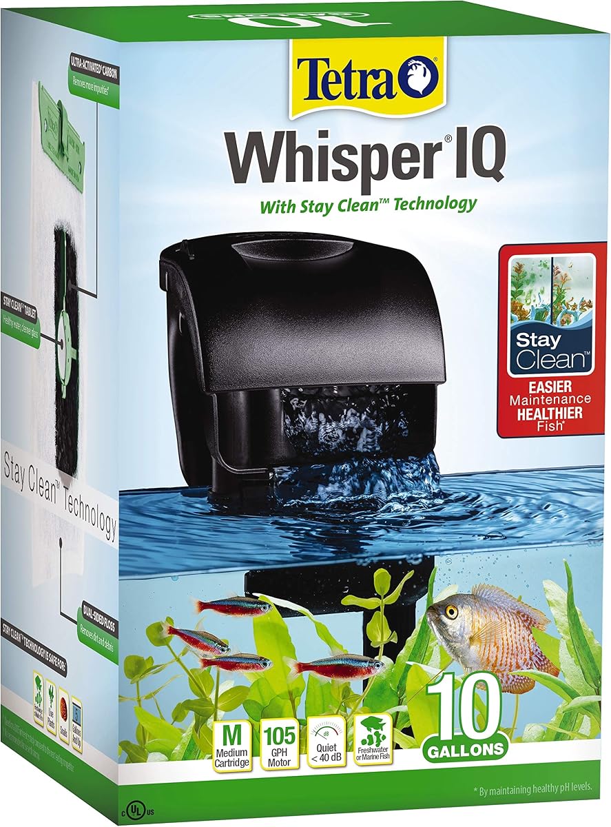 Tetra Whisper IQ Power Filter 10 galones, 105 GPH, con tecnología Stay Clean