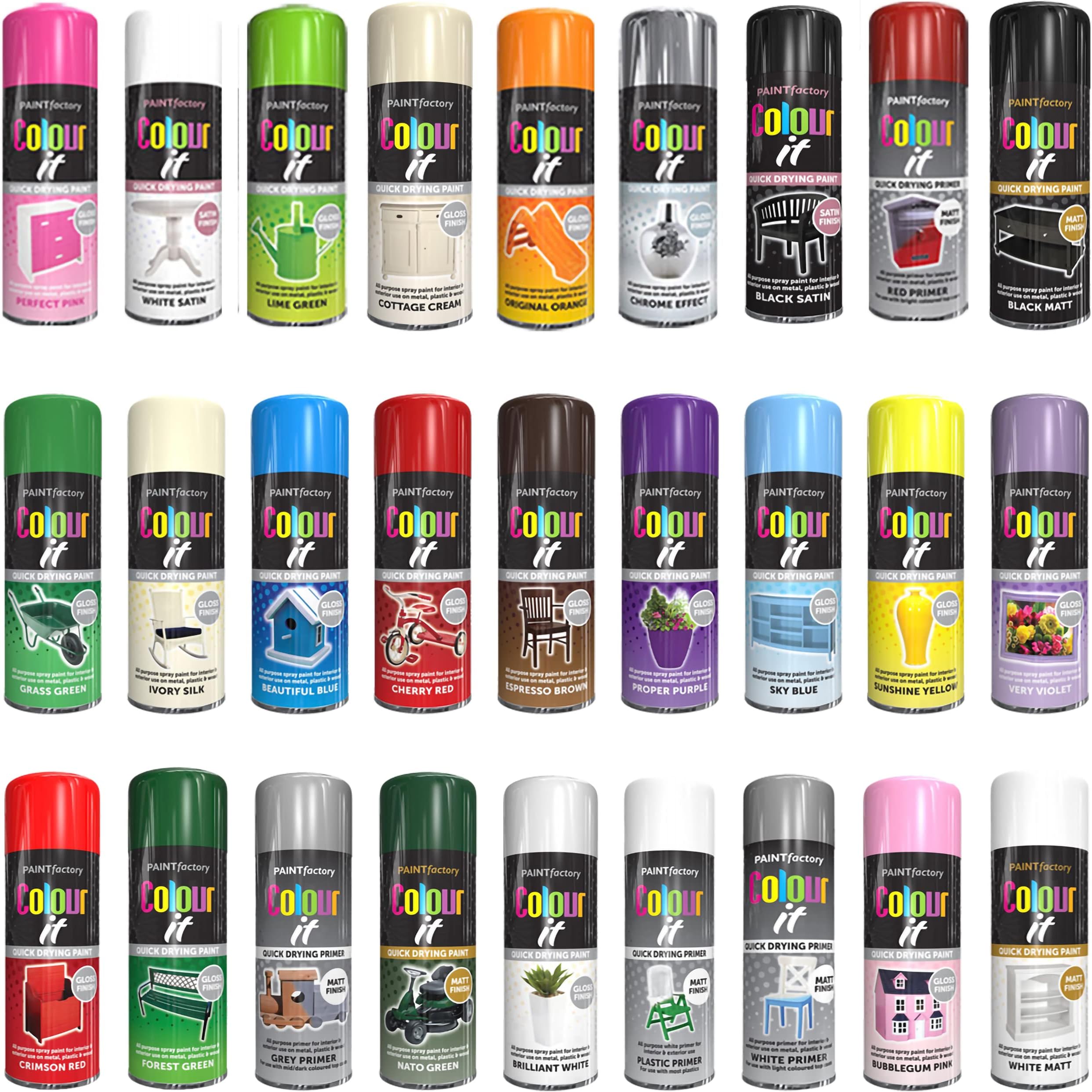 1 x All Purpose Flat Matt White Aerosol Spray Paint 250ml Quick Drying Spray, Fast Dry and Excellent Coverage for Wood, Metal, Plastic and more