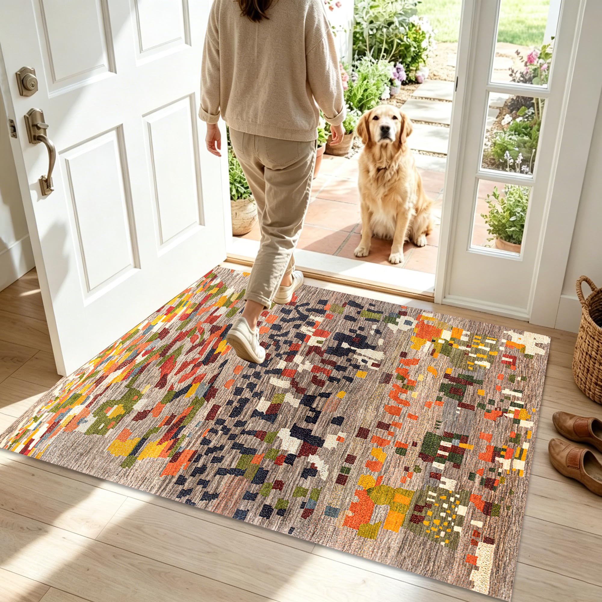Tapis de Cuisine Lavable Tapis de Passage Couloir Antidérapant Tapis de Cuisine Devant Evier 50 x 180 cm Tapis Entree Interieur Long paillasson Tapis de Chambre Salon Tapis de Sol pour Cuisine