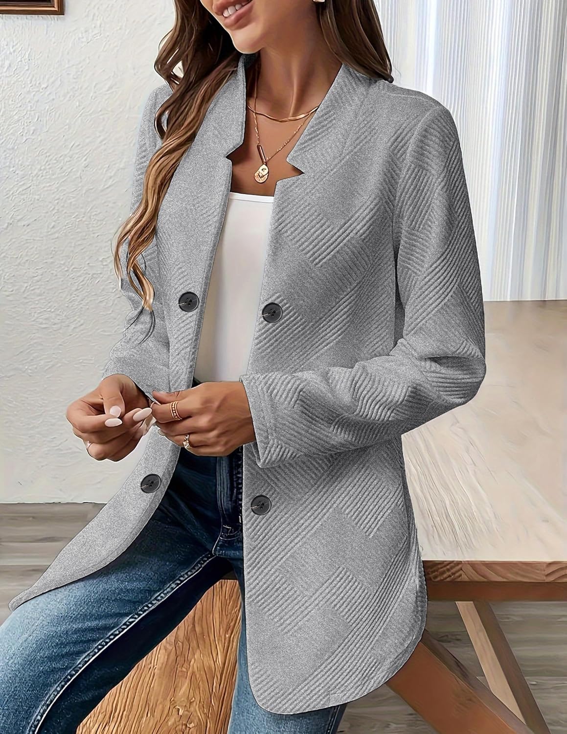 MINTLIMIT Women's Long Sleeve Blazer Casual Double Breasted Open Front Jackets Business Work Blazers Suit Jacket with Pockets - Image 4