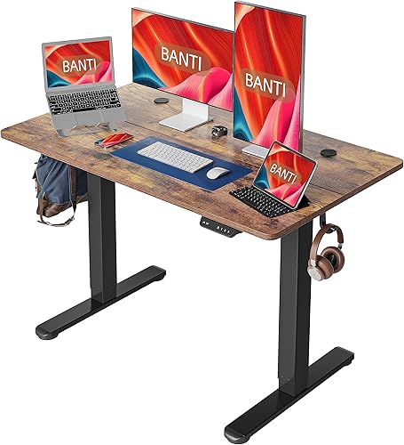 Miniatura 14 de BANTI Escritorio eléctrico de pie de 63 pulgadas, escritorio de altura ajustable, escritorio de oficina en casa, parte superior negra Negro -,Luz
