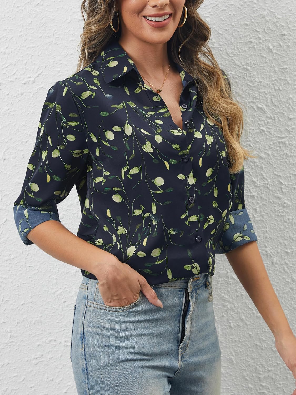 Women's Button Down Shirts Long Sleeve Basic Classic Soft Shirt Collared Fashion Dressy Casual Blouses - Image 3