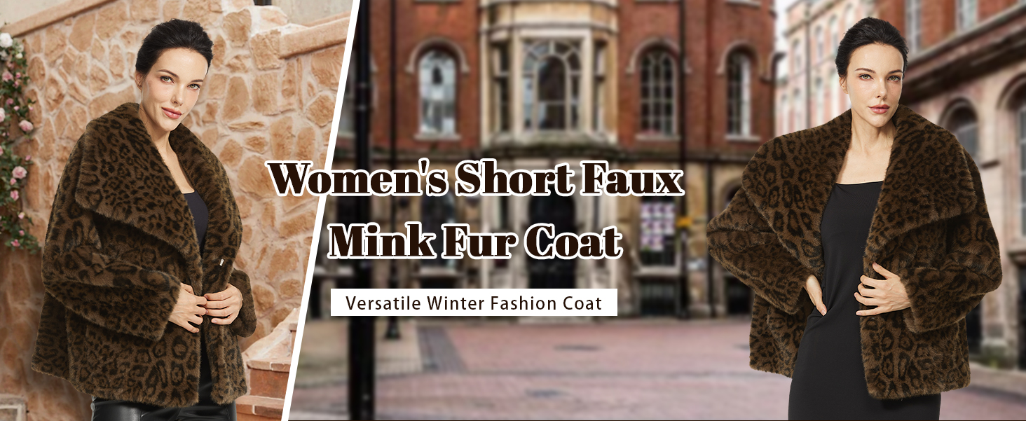 Nuovo Cappotto In Pelliccia Di Leopardo Per Donna, Cappotto In Pelliccia Sintetica Leopardata Da Donna, Cappotto In Pelliccia Sintetica Da Donna, Cappotto Aperto Davanti (L,Leopardo
