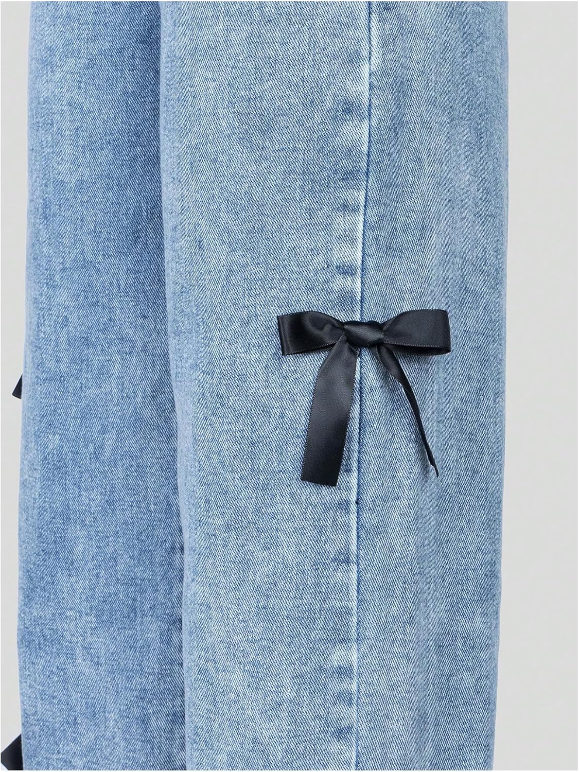 GORGLITTER Girl's Bow Baggy Jeans High Waisted Cute Y2k Wide Leg Pants Trendy Boyfriend Skater Streetwear - Image 5