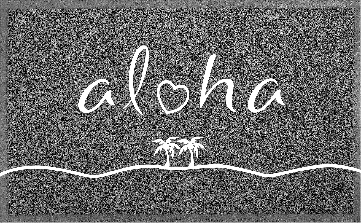 ALOHA Door Mat Welcome Mat Inside Outside Home Floor Mat Low-Profile Indoor Outdoor Mats for Entryway High Traffic Areas Patio Garage Porch Rugs, Grey,30"x17.5"