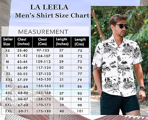 Miniatura 4 de LA LEELA Mens Hawaiian Shirts Short Sleeve Button Down Shirt Men's Summer Party Shirts Holiday Tropical Island Shirts for Men