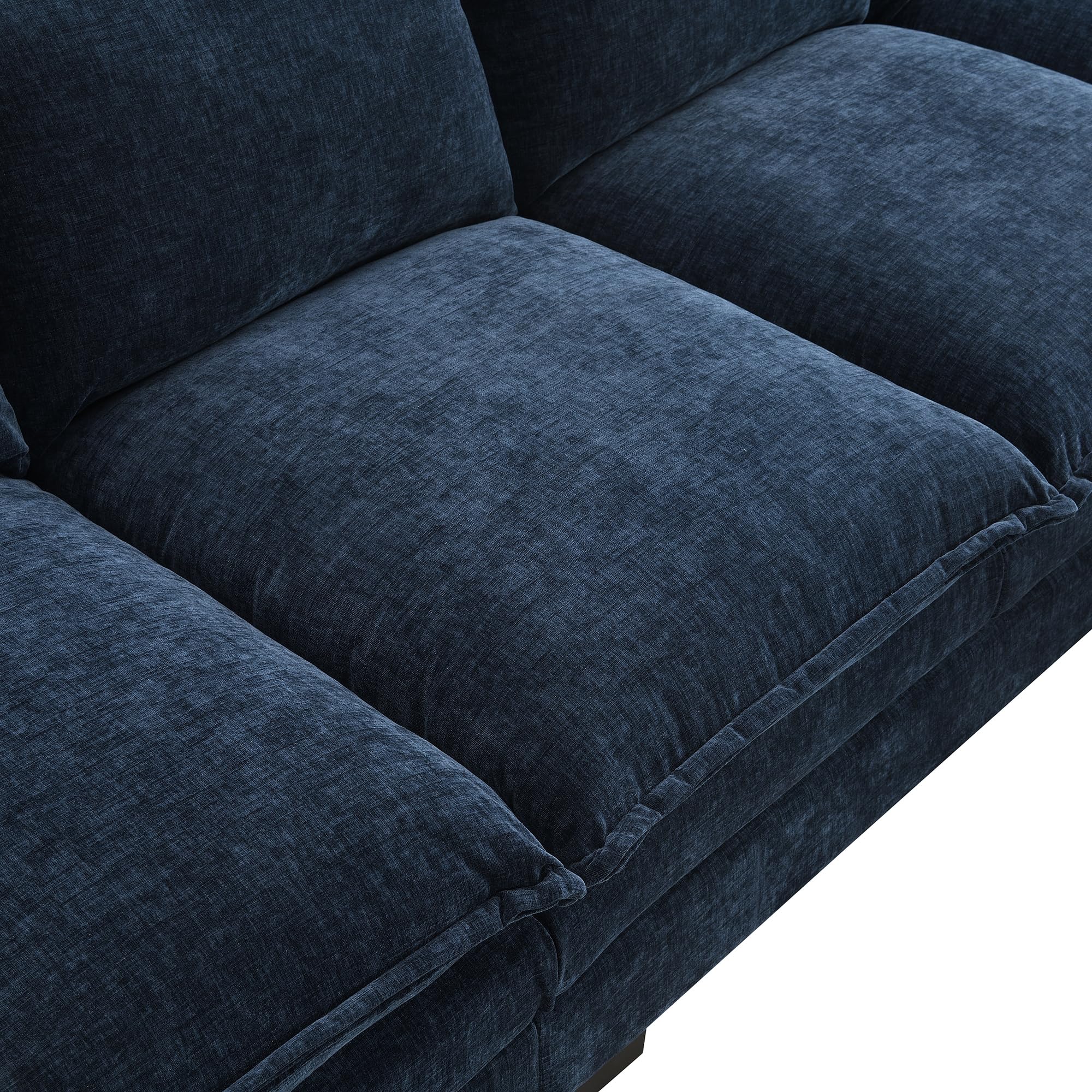 Sofá seccional azul de 118 pulgadas, sofá en forma de L, cómodo sofá de nube de chenilla con tumbona para sala de estar, departamento, oficina