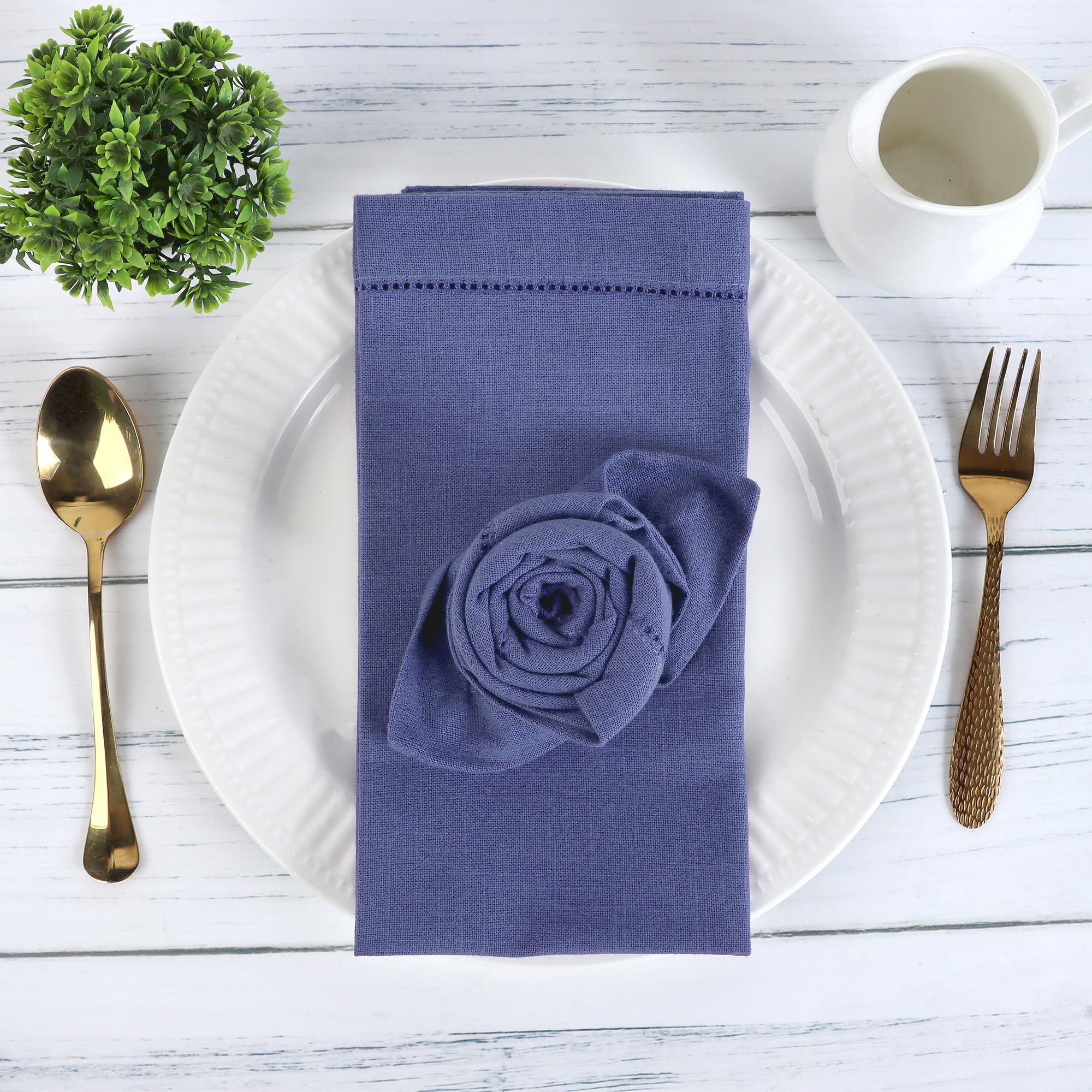 FINGERCRAFT Cloth Napkins, Hemstitched Design Napkins Cloth Cotton, Everyday Use - Image 2
