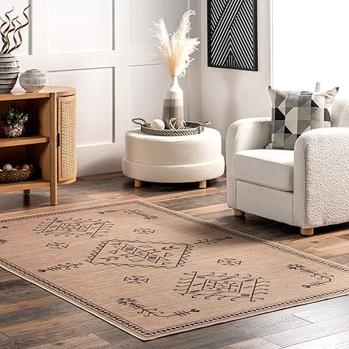 nuLOOM Jodi Southwestern - Alfombra lavable a máquina, 5 x 8 pies, color marrón