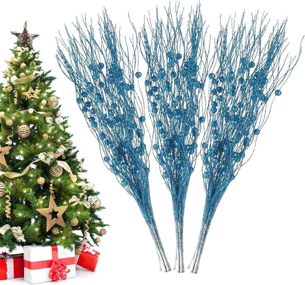 Feuilles Artificielles à Paillettes Dorées Pour Sapin De Noël - Lot De 20, 25x12.5 Cm | Décoration Couronne, Guirlande, Centre De Table