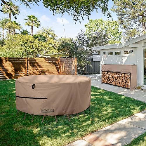 Miniatura 8 de ULTCOVER Funda redonda para muebles de patio, mesa impermeable al aire libre con funda para silla de 76 pulgadas