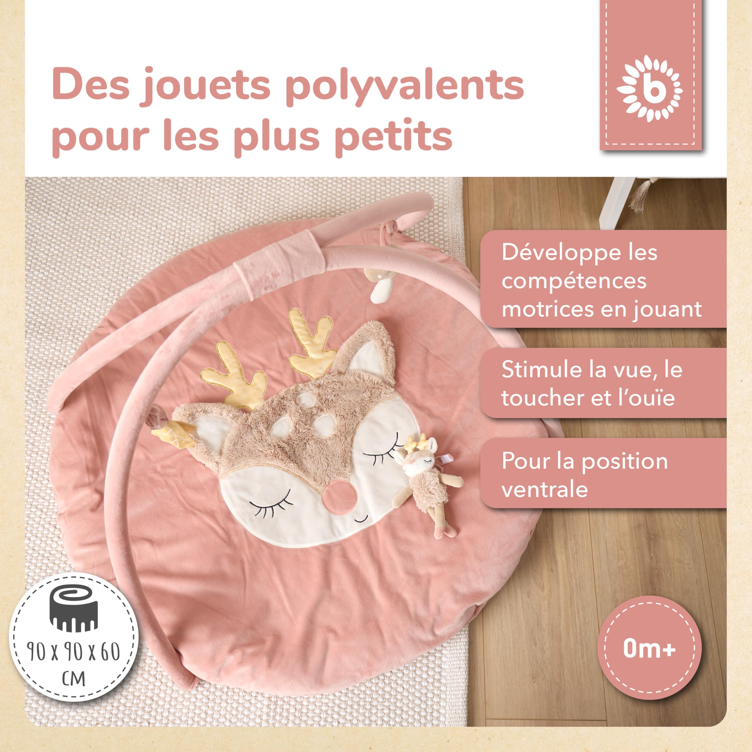 Bieco Tapis d'éveil avec arche d'activités Reh Ella | Couverture bébé Reh Ella | Tapis d'éveil bébé avec arche de jeu | Tapis d'activités bébé sol Gym Tapis de jeu