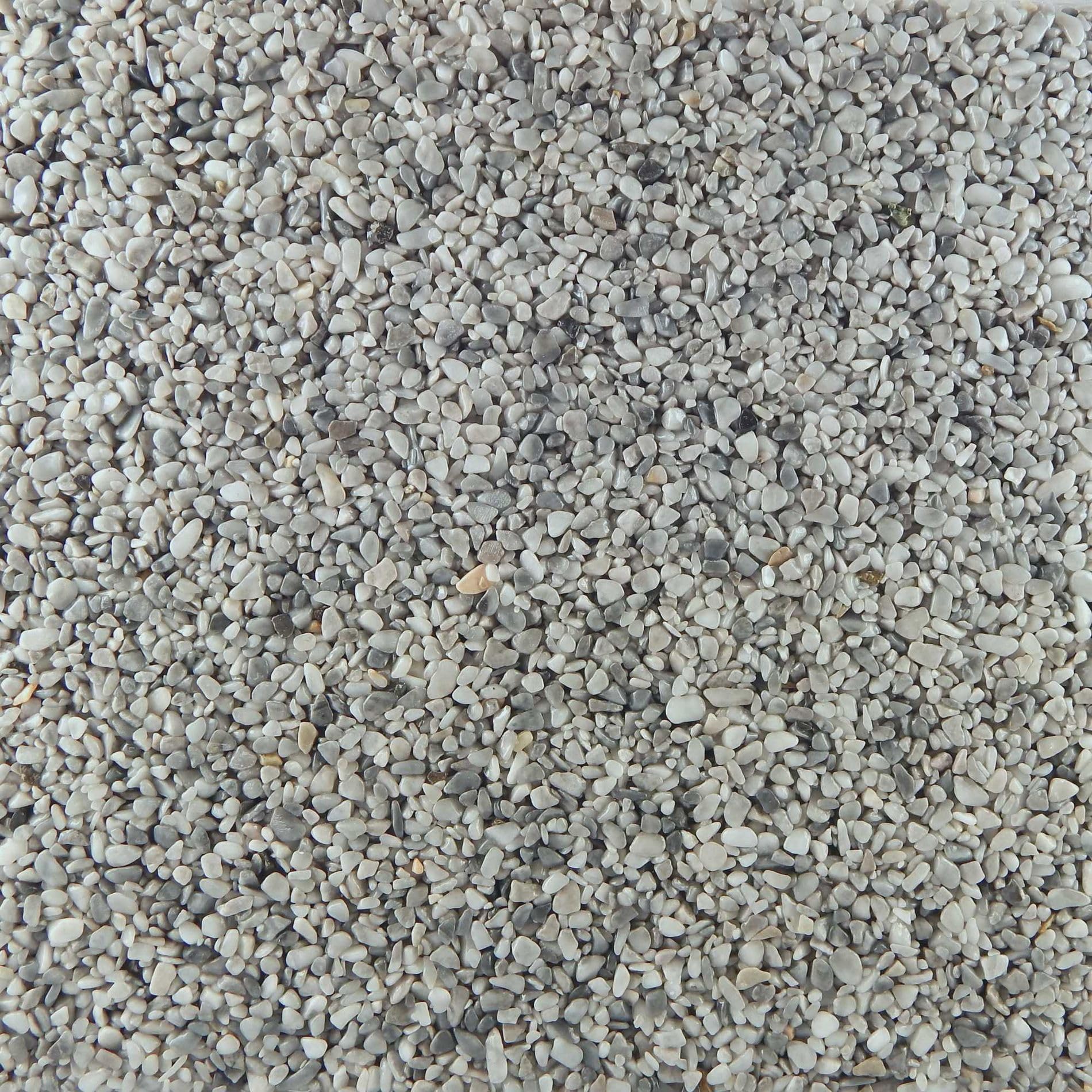 Terralith Steinteppich Marmor Komplett-Set für 1qm - Körnung: fein - 2-4mm mit Epoxidharz Bindemittel - für Innen in grau (nebula)