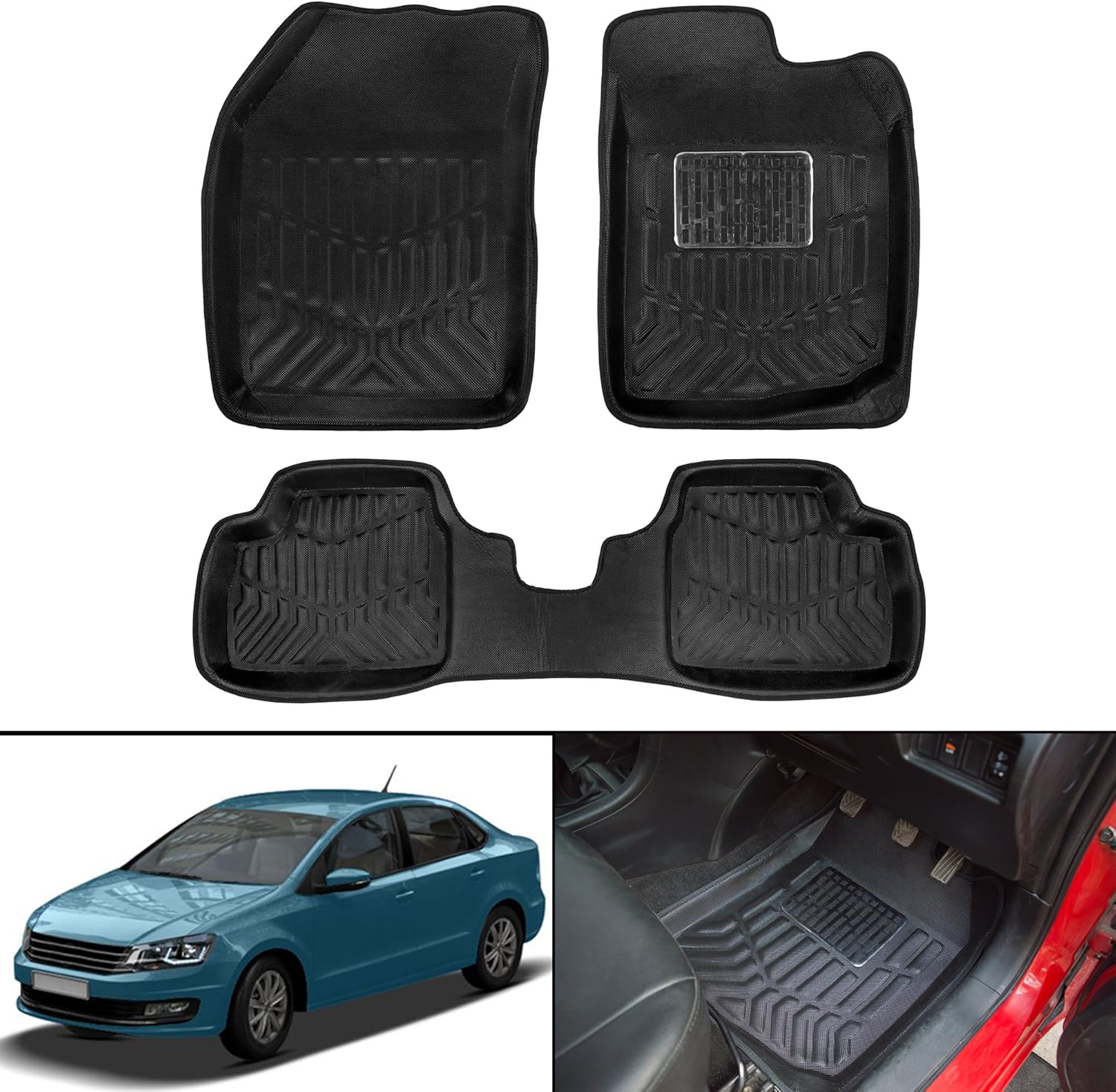Autofy 3D Carbon Polymer Car Floor Mat/Floor Carpet/Floor
