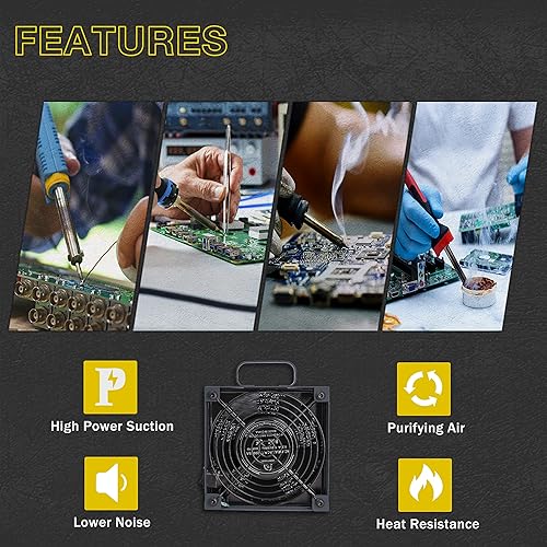 Miniatura 22 de Extractor de humo de soldadura KOTTO. Extractor de humo, para prevención, ventilador de trabajo para estación de soldadura