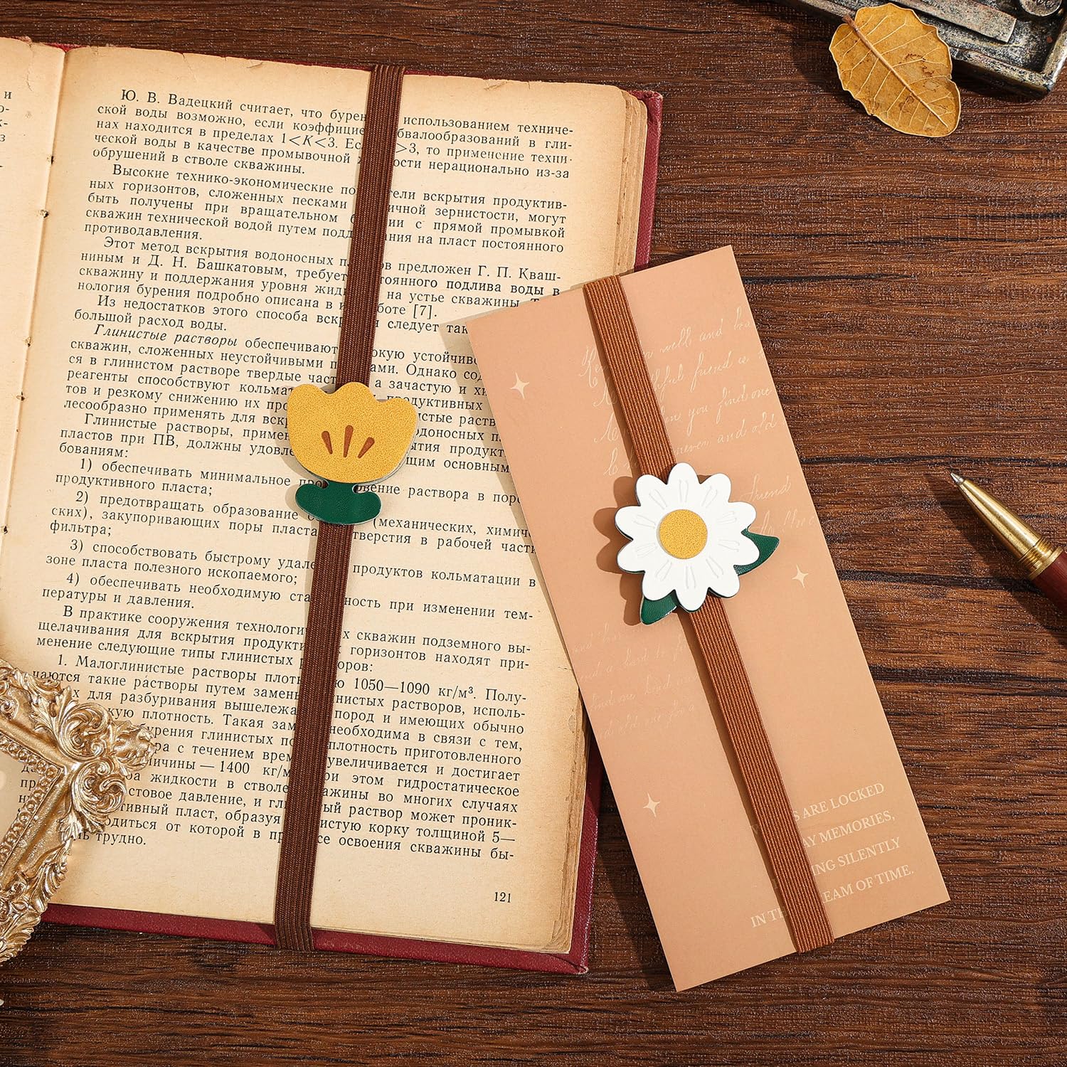 2PCS Vintage Elastic Leather Bookmark for Women, Elastic Bands Leather Book Marks, PU Bookmarks Planner Accessories, for Book Lover, Reader, Planners, Hardcover Journals, Notebooks, Binders