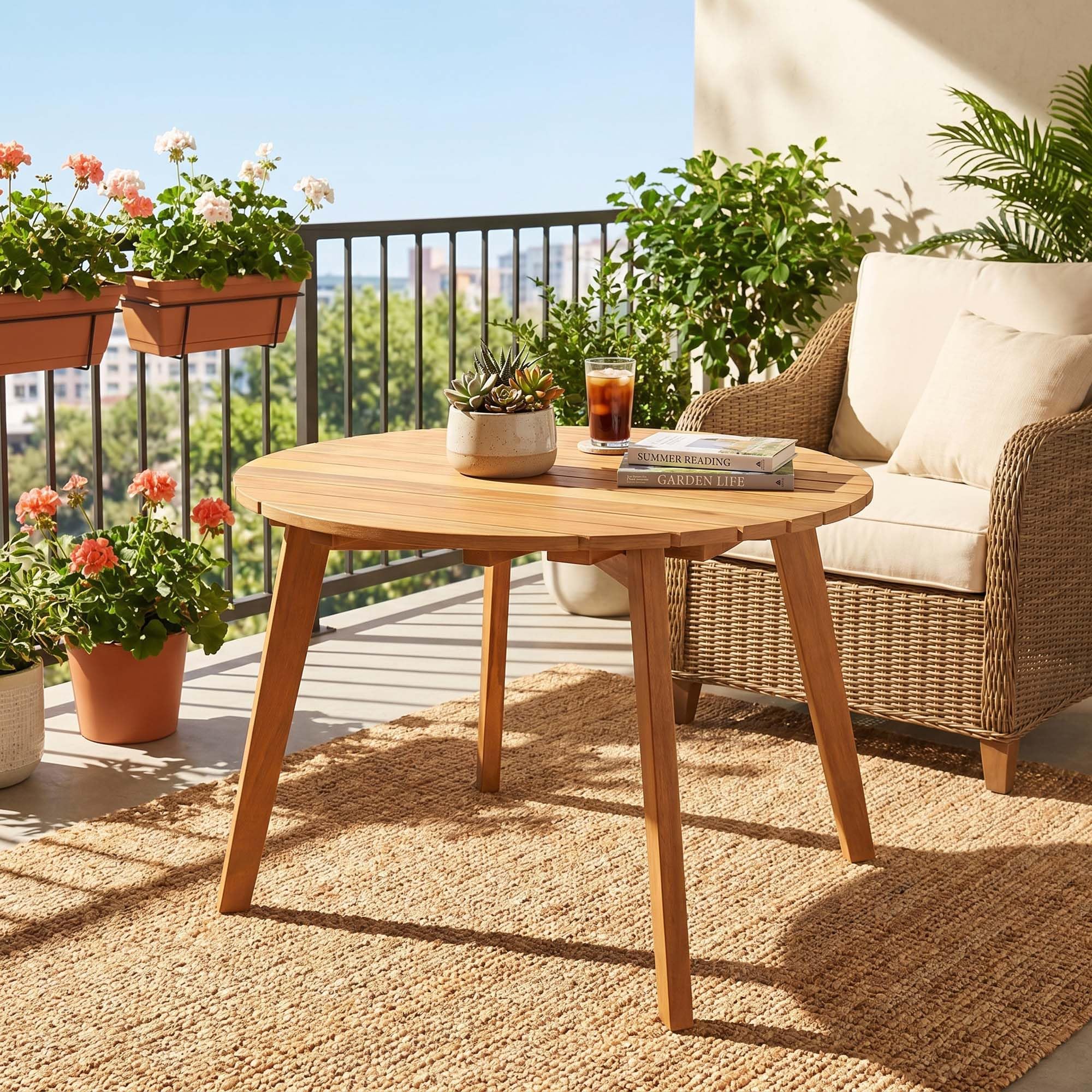 GIANTEX Table Basse Exterieur 62cm en Bois d'Acacia