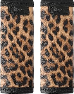 KINIVA Leather Luggage Handle Wrap 2 Pack Set,Luggage Identifiers Tags Markers for Luggage Suitcase,Travel Accessories(leopard-2pcs)