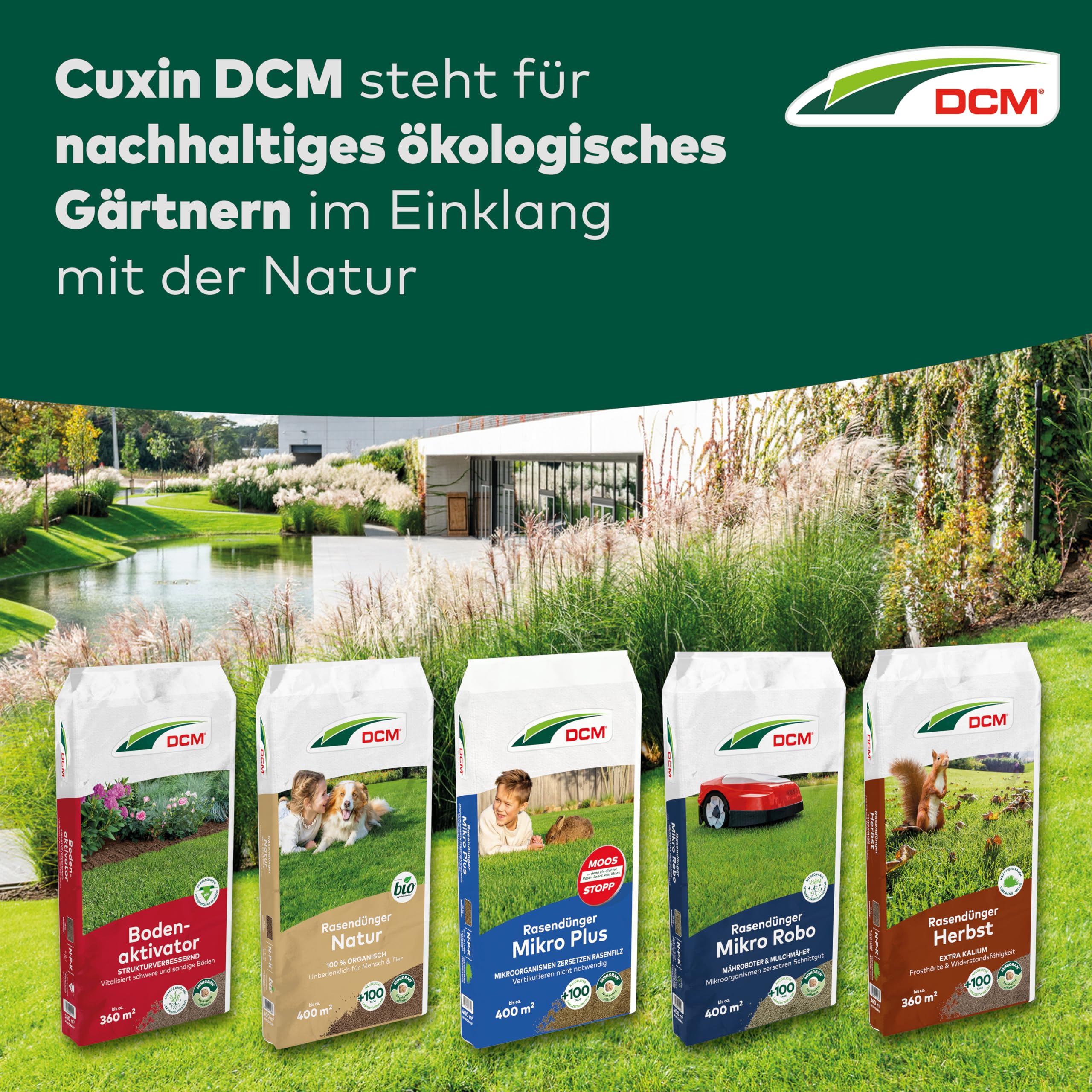 DCM Rasendünger Spezial - Langzeit Rasendünger - In MINIGRAN® TECHNOLOGY - Geeignet für Streuwagen - organisch-mineralischer NPK-Dünger - 18 KG für 450 qm