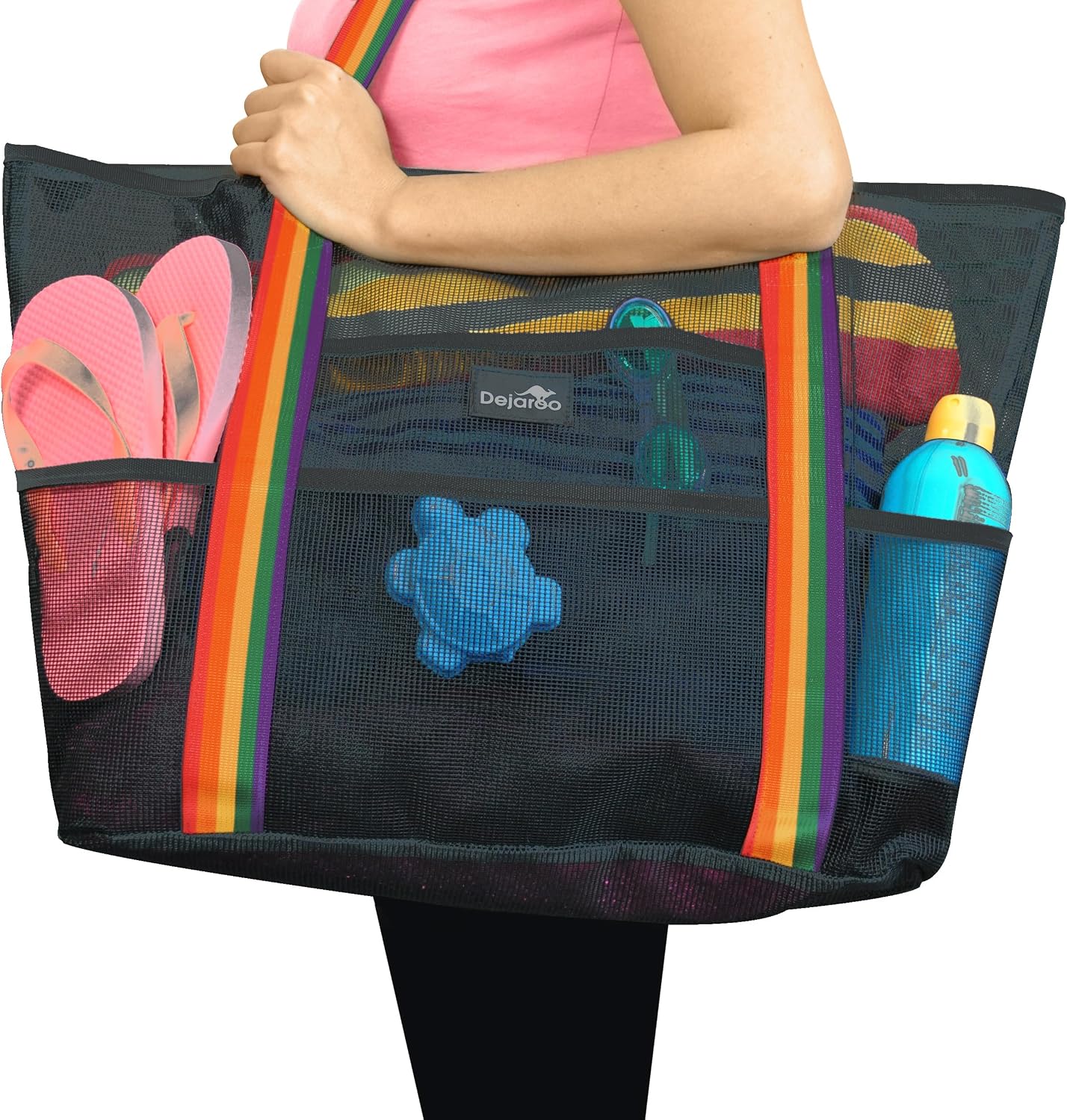 Dejaroo Mesh Sand Free Bag - Strong Lightweight Bag For Beach & Vacation Essentials. Tons of Storage!