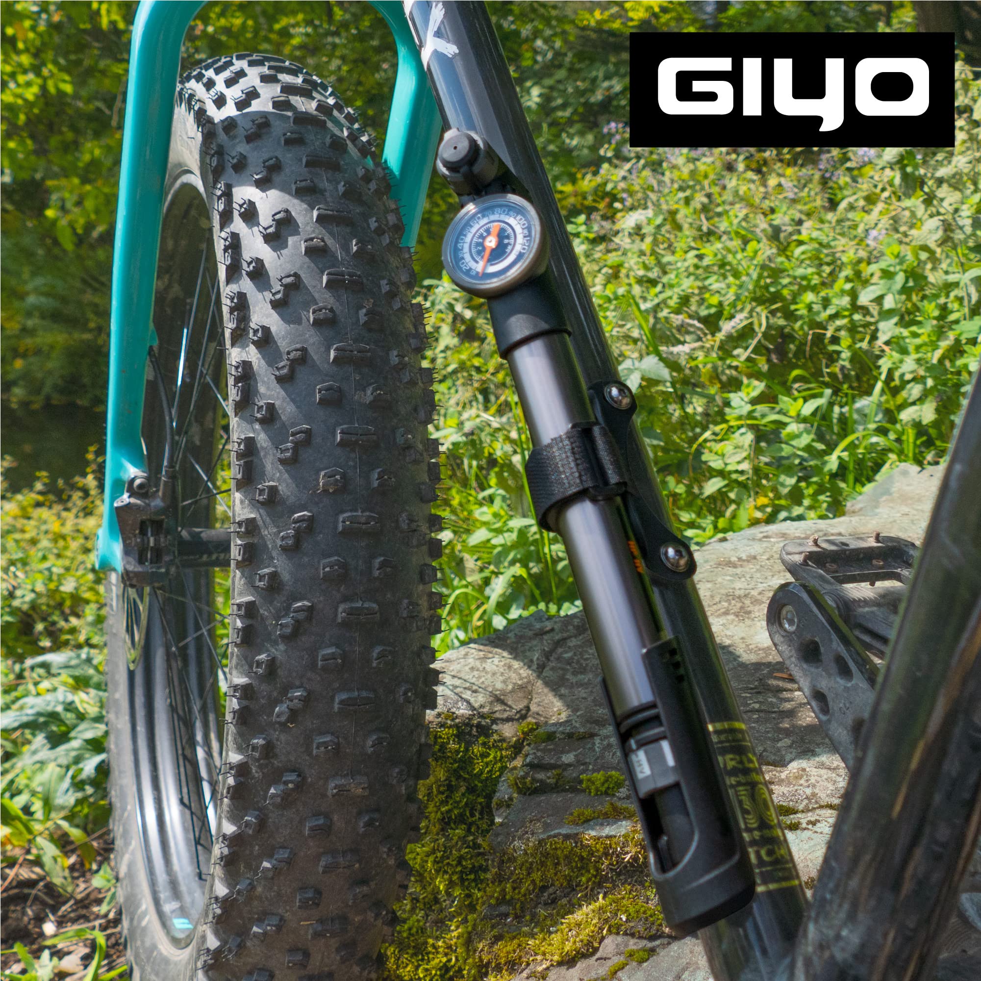 GIYO Mini pompe à vélo unique haute pression commutable avec manomètre | Valve intelligente compatible avec Presta et Schrader Max 120 PSI pour VTT et route GP-993 (fabriquée à Taïwan)