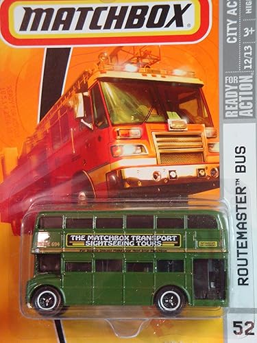 Matchbox City Action Series #52 Routemaster Autobús de dos pisos verde "The Matchbox Transport Sightseeing Tours" 3 ruedas de llanta detallada