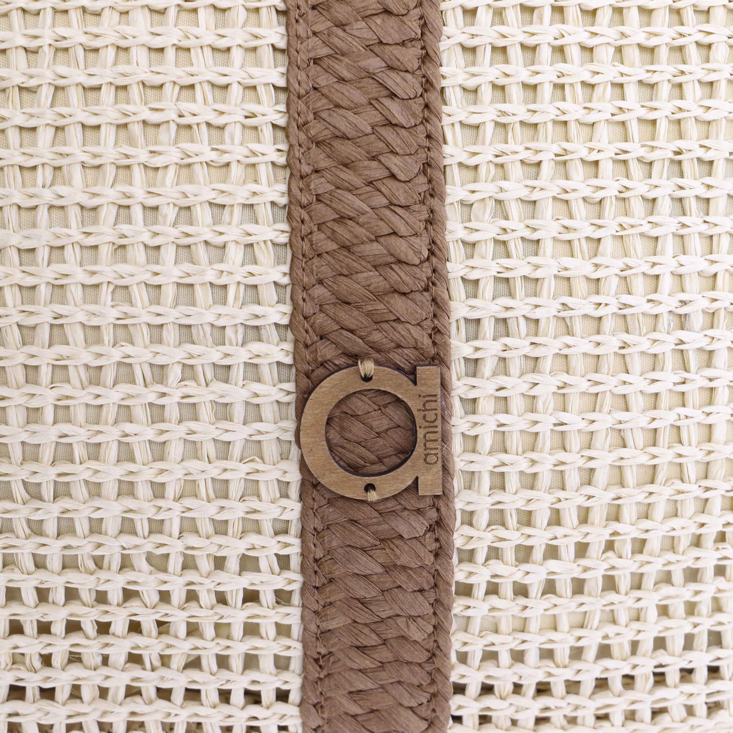 AMICHI - Bolso shopper mujer - Bolso mujer de rafia diseño artesanal para verano, Nimbo