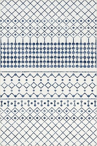 Miniatura 3 de nuLOOM Alfombra marroquí Blythe Accent, lavable a máquina, 152 x 244 cm, azul