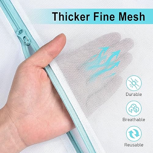 Miniatura 4 de OTraki Bolsa de malla de 16 x 20 pulgadas para ropa delicada, paquete de 2 bolsas de lavado con cremallera para ropa interior, calcetines, suéter,