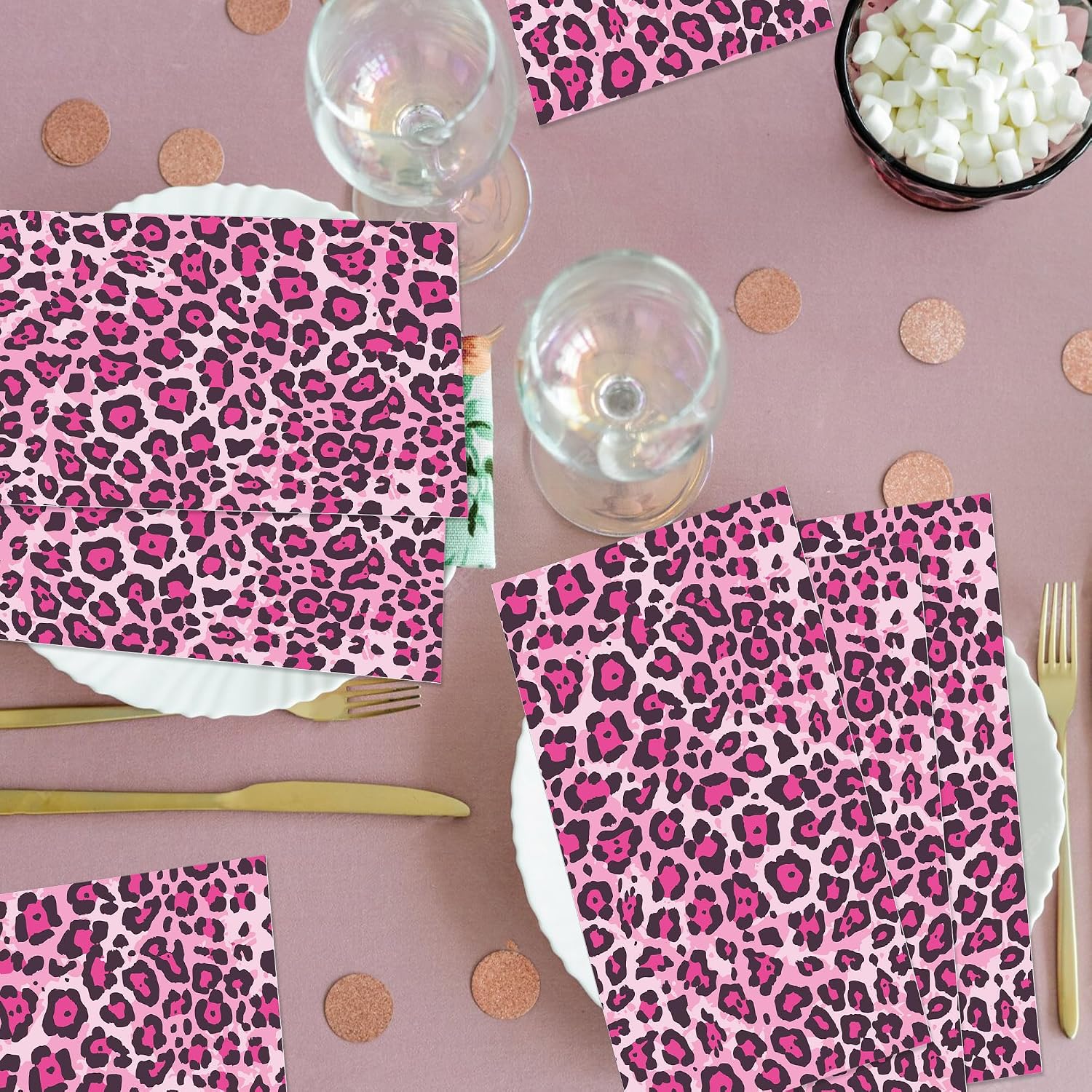 120 Pcs Animal Print Guest Napkins 6 Designs Safari Cheetah Tiger Giraffe Pattern Disposable Paper Napkins 4.3 x 7.9 Inch Decorative Hand Towels for Bathroom Birthday Party Safari Themed Events Table image 3