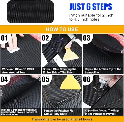 Miniatura 4 de Kit de reparación de parches de trampolín de 3 tamaños  Reparación de rotura o agujero en una alfombrilla de trampolín