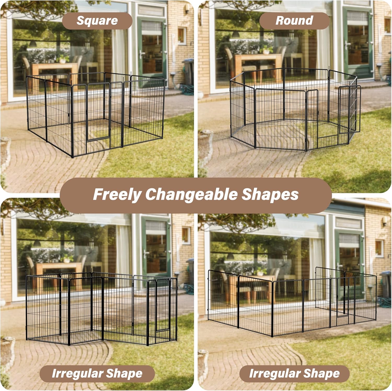 Simple Deluxe Dog Playpen Outdoor, Portable Dog Playpen for Travel, Camping, 32" Height 16 Panels Heavy Duty Dog Pen for Small/Medium Dogs, Black