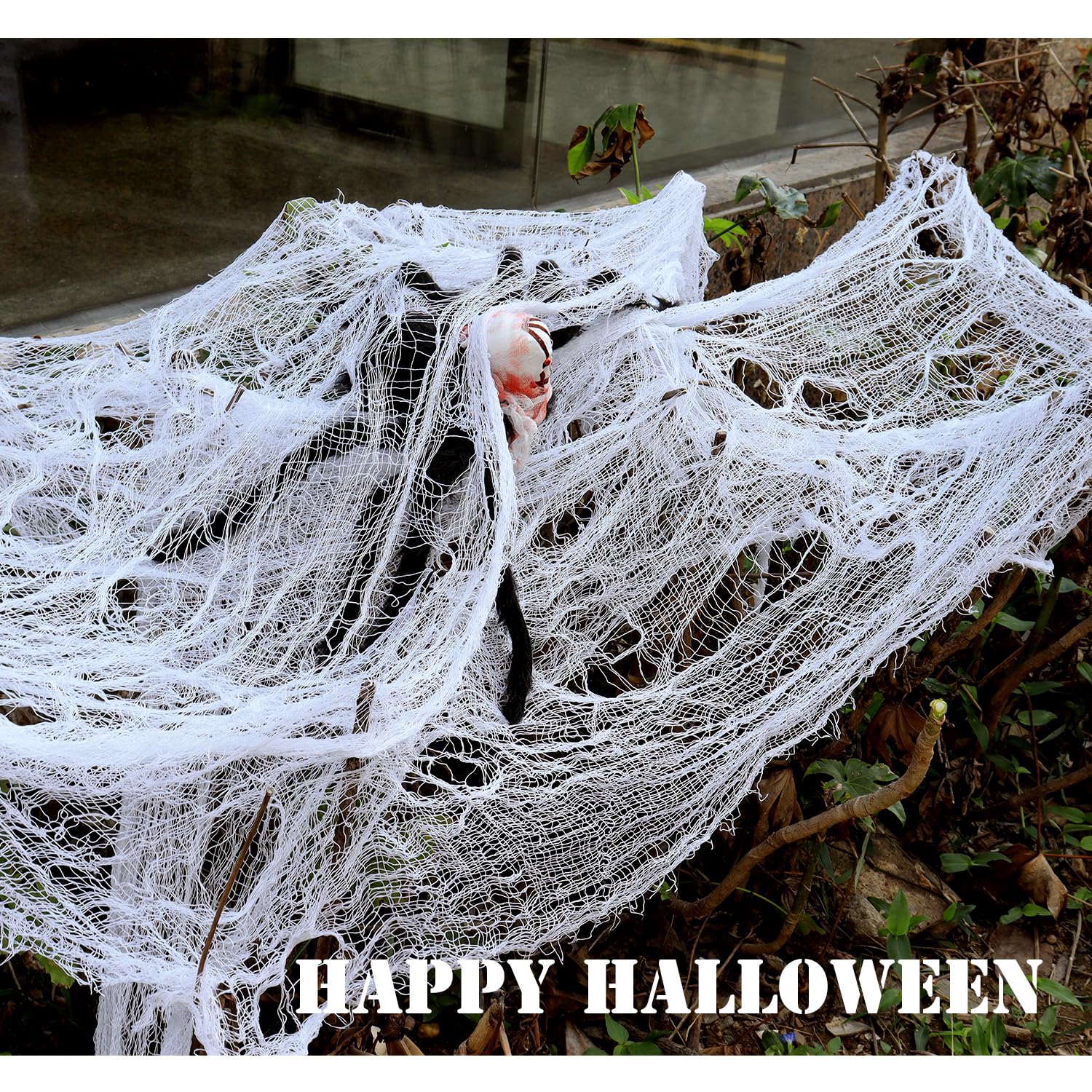 Tessuto Decorativo Halloween 6x1.5m - Nero, A Brandelli, Per Atmosfera Horror Indoor E Outdoor - Foto 6